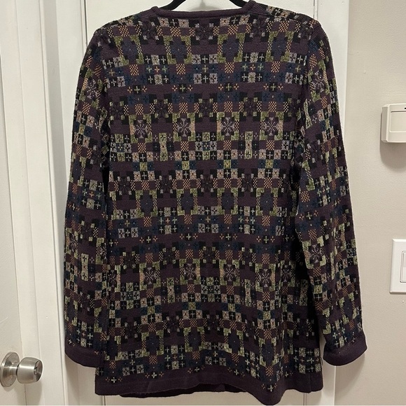 VTG Rodier France Purple Printed Wool Blend Cardigan Sweater Jacket Size XL - Picture 4 of 8